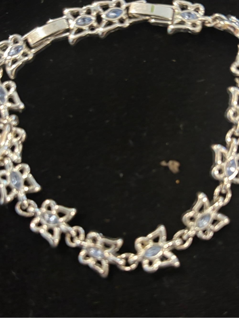 Silver butterflies shape Link Bracelet with Light Blue Stones